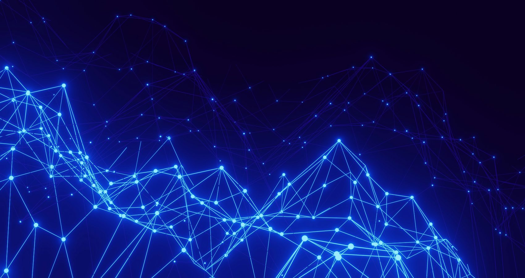 A dark blue field of bright nodes joined by fine connecting lines